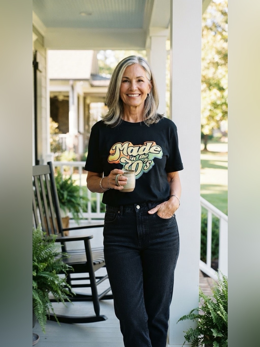Retro Graphic Women's 2XL T-Shirt Made In The 70s Black Cotton NEW